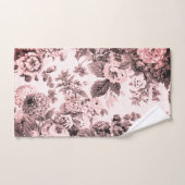 白黒のピンクの調子のシャクヤクのヴィンテージの花柄Toile バスタオルセット (ハンドタオル)