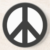 白黒のピースサインの記号 コースター (正面)