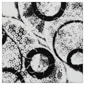 白黒のファンキーな円の生地 ファブリック (クローズアップ)