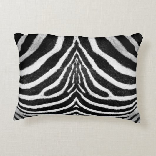白黒のファーフェイクのストライプゼブラ印刷 アクセントクッション (裏面)