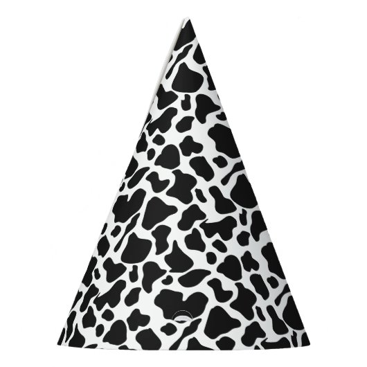 白黒のファーム牛の斑点のパターン パーティーハット (左)