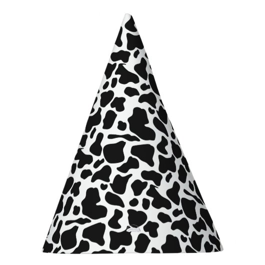 白黒のファーム牛の斑点のパターン パーティーハット (右)