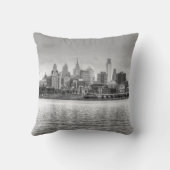 白黒のフィラデルヒィアのスカイライン クッション (裏面)