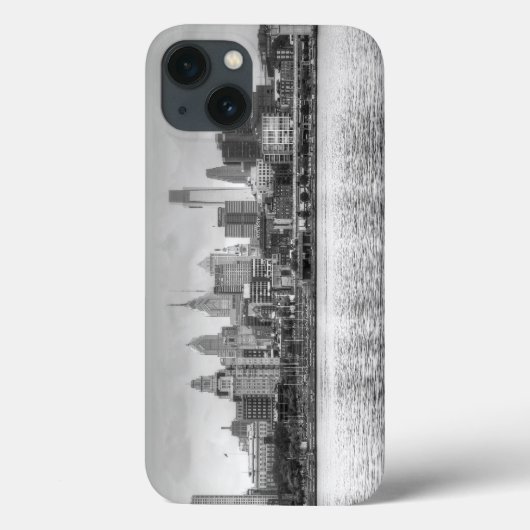 白黒のフィラデルフィアスカイライン Case-Mate iPhoneケース (裏面)