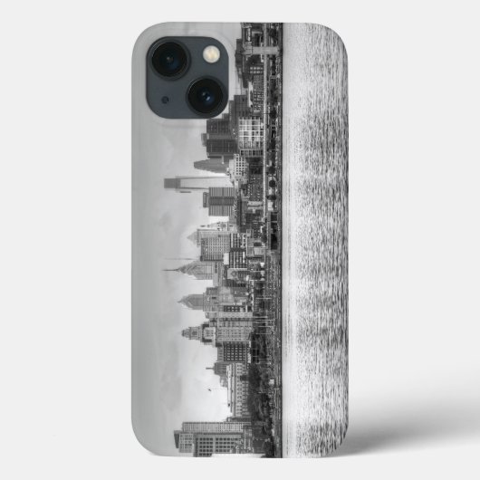 白黒のフィラデルフィアスカイライン Case-Mate iPhoneケース (裏面)