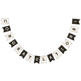 白黒のフェイクな金ゴールドのグリッターはお祝いに点を打ちます バンティングフラッグ