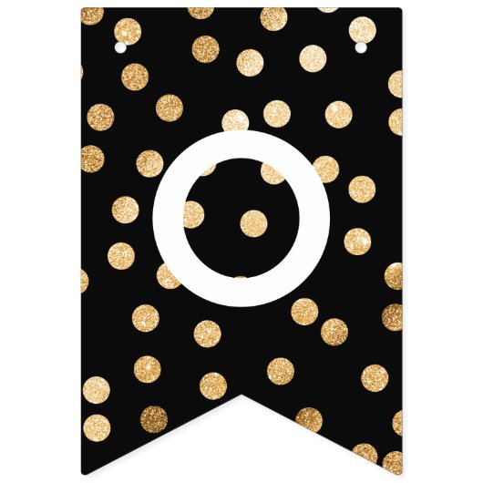 白黒のフェイクな金ゴールドのグリッターはお祝いに点を打ちます バンティングフラッグ (第2の旗)