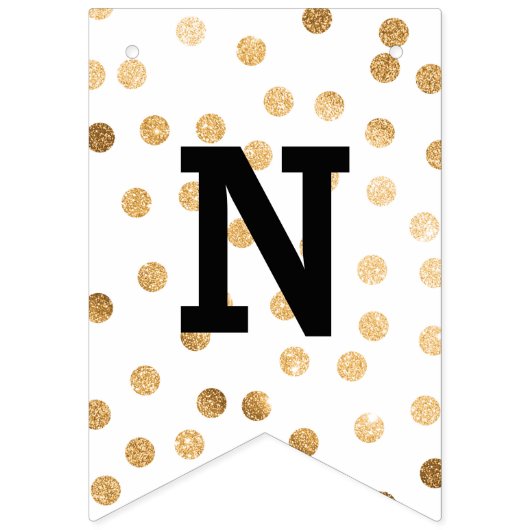 白黒のフェイクな金ゴールドのグリッターはお祝いに点を打ちます バンティングフラッグ (第3の旗)