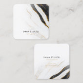 白黒のフェイクな金ゴールドホイルの大理石 スクエア名刺 (正面/裏面)