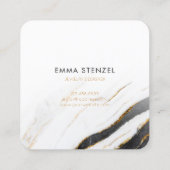 白黒のフェイクな金ゴールドホイルの大理石 スクエア名刺 (裏面)