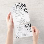 白黒のフェスティバル旋回スクリプト オールインワン招待状 (貼ってはがせる)