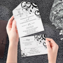 白黒のフェスティバル旋回スクリプト オールインワン招待状