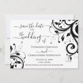 白黒のフェスティバル日付を保存する 招待状 (正面)