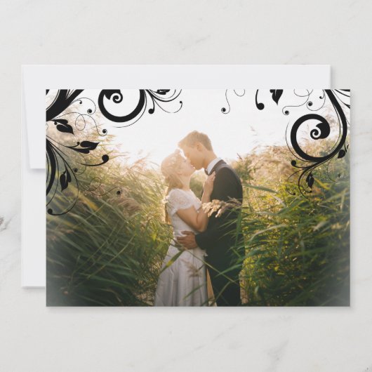 白黒のフェスティバル日付を保存する 招待状 (裏面)