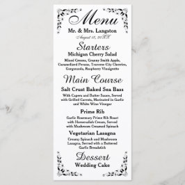 白黒のフォーマル披露宴 メニュー