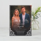 白黒のフクラシックィレシー写結婚真 招待状 (スタンド正面)