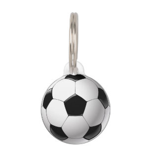 白黒のフットボールのサッカーボール ペット ネームタグ