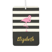 白黒のフラミンゴ（ピンク） カーエアーフレッシュナー (正面)