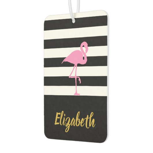 白黒のフラミンゴ（ピンク） カーエアーフレッシュナー (左)