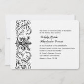 白黒のフルーアのカトリック教徒の結婚式招待状 招待状 (正面)