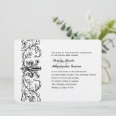 白黒のフルーアのカトリック教徒の結婚式招待状 招待状 (スタンド正面)