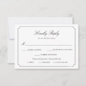 白黒のフレームミールを選ぶRSVPカード 出欠カード (正面)