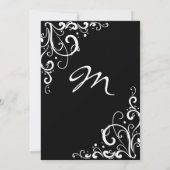 白黒のフローシュ結婚式招待状 招待状 (裏面)