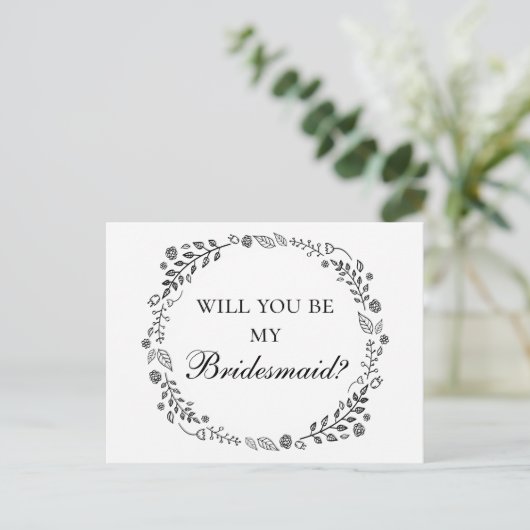 白黒のフローラは私の花嫁のメイド ポストカード (スタンド正面)