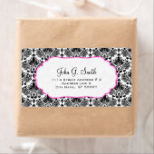 白黒のフローラエレガントマスクのパターン ラベル (インサイチュ)