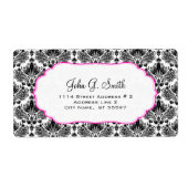 白黒のフローラエレガントマスクのパターン ラベル (正面)