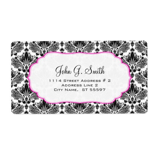 白黒のフローラエレガントマスクのパターン ラベル (正面)