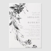 白黒のフローラガーラ結婚ンド ベラム紙招待状 (正面)
