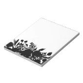 白黒のフローラシルエット縁ど ノートパッド (回転)
