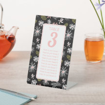 白黒のフローラシーティングチャートテーブル#