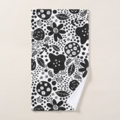 白黒のフローラタオルセット バスタオルセット (ハンドタオル)