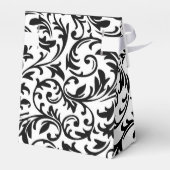 白黒のフローラダマスクの結婚式のお願いボックス フェイバーボックス (裏面サイド)