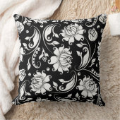 白黒のフローラマスクのパターン クッション (ブランケット)