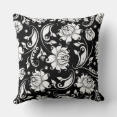 白黒のフローラマスクのパターン クッション (裏面)