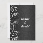 白黒のフローラモダン結婚式招待状 招待状 (裏面)