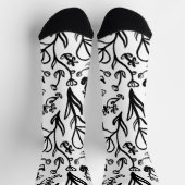白黒のフローラルパターン ソックス (上部)