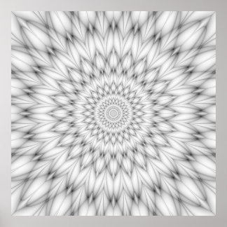 白黒のフローラルパターン ポスター