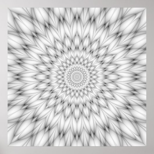 白黒のフローラルパターン ポスター (正面)