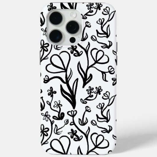 白黒のフローラルパターン Case-Mate iPhoneケース (裏面)