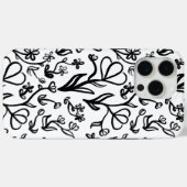 白黒のフローラルパターン Case-Mate iPhoneケース (裏面 (横))