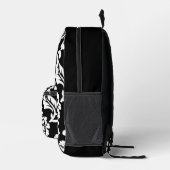 白黒のフローラヴィンテージパターン(詩あり) プリントバックパック (右)