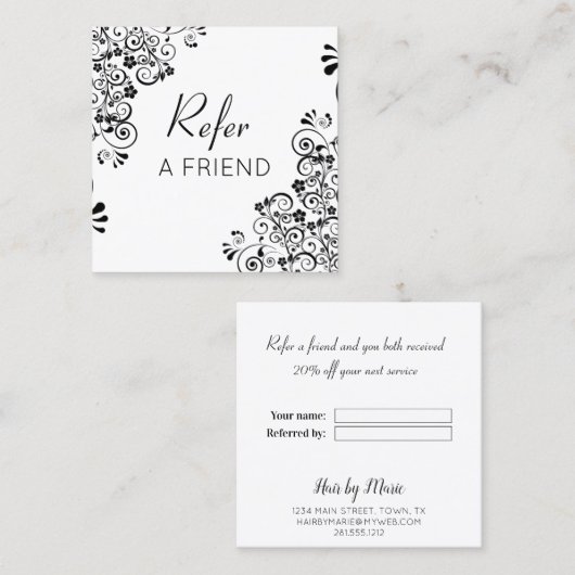 白黒のフローラ巻が友を参照 紹介カード (正面/裏面)