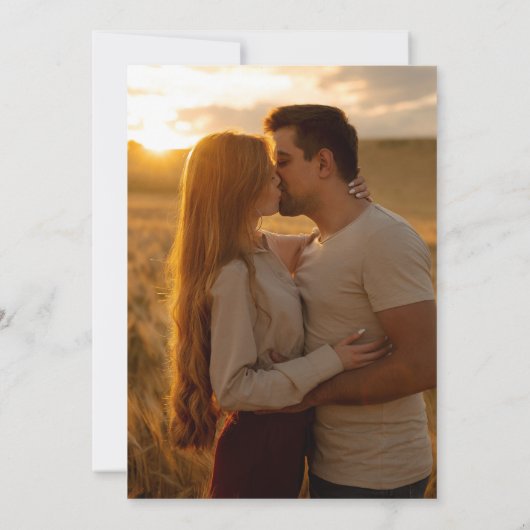 白黒のフローラ文字列ライト写真結婚の セーブザデート (裏面)