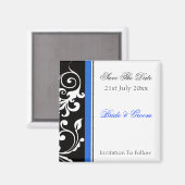 白黒のフローラ（青） マグネット (正面/裏面)