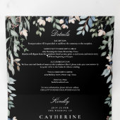 白黒のフローラWildflowers写真結婚の 三つ折り招待状 (内部最初)