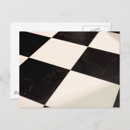 白黒のフ市松模様にロア ポストカード (正面/裏面)